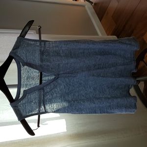 Gap 100% Linen Blue Split Neck Tank Top